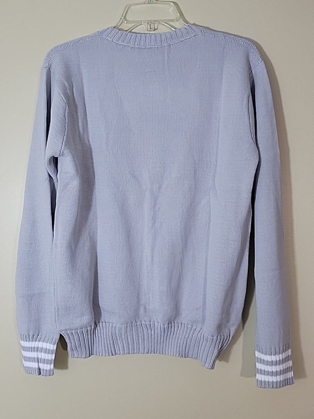 The Bubble Tennis Sweater LARGE ,GREY Striped Cuff Cotton Blend Womens NEW - Picture 6 of 6